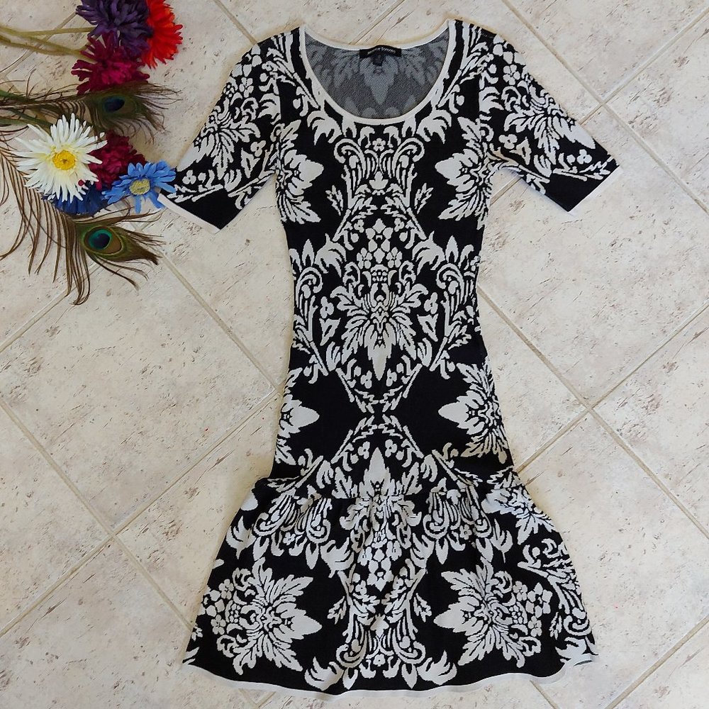 Black and white fitted dress